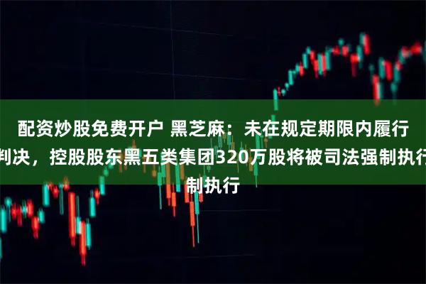 配资炒股免费开户 黑芝麻：未在规定期限内履行判决，控股股东黑五类集团320万股将被司法强制执行